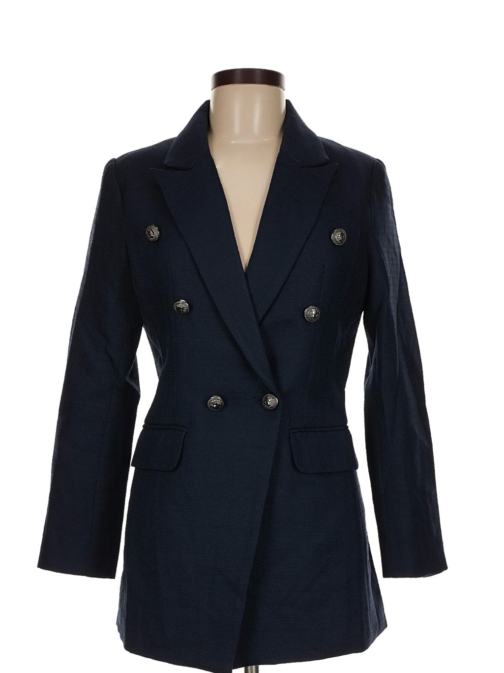 Tailored Double-Breasted Navy Blazer Jacket
